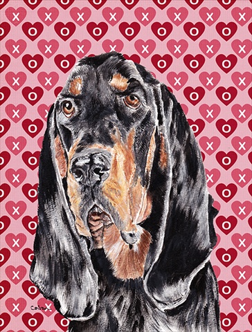 Coonhound Valentines Love Flag Canvas House Size