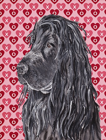 English Cocker Spaniel Valentines Love Flag Garden Size