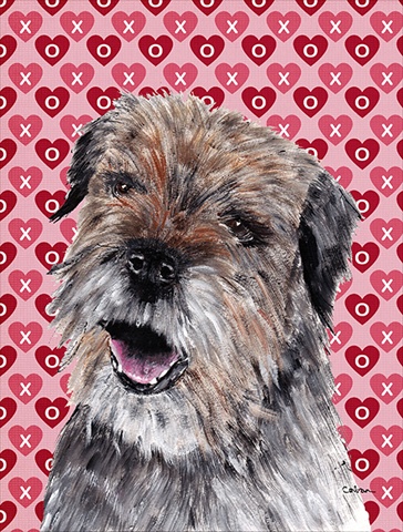 Border Terrier Valentines Love Flag Garden Size