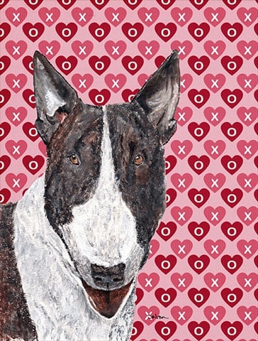 Bull Terrier Valentines Love Flag Canvas House Size