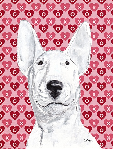 Bull Terrier Valentines Love Flag Canvas House Size