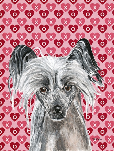 Chinese Crested Valentines Love Flag Garden Size