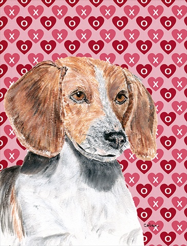 English Foxhound Valentines Love Flag Canvas House Size
