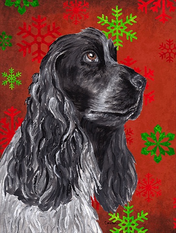 Cocker Spaniel Red Snowflake Christmas Flag Garden Size