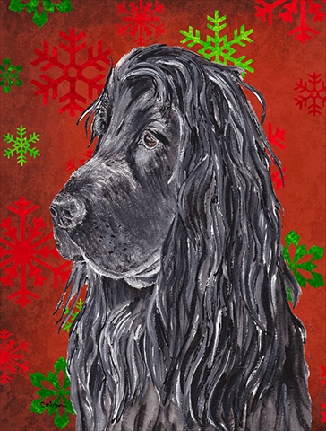 English Cocker Spaniel Red Snowflake Christmas Flag Canvas House Size