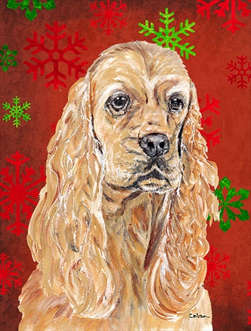 Cocker Spaniel Red Snowflake Christmas Flag Garden Size