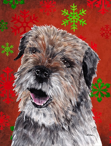 Border Terrier Red Snowflake Christmas Flag Canvas House Size