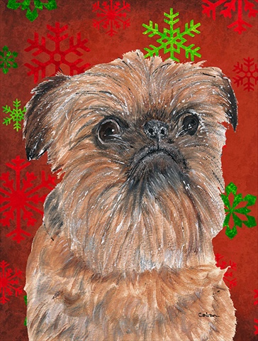Brussels Griffon Red Snowflake Christmas Flag Canvas House Size