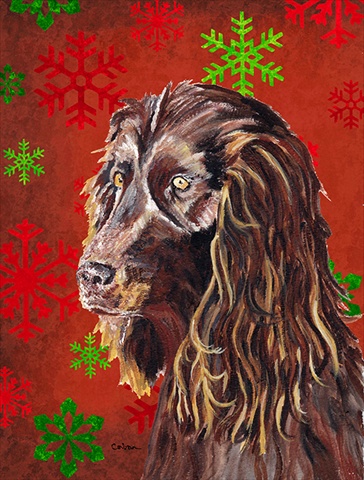 SC9588GF Boykin Spaniel Red Snowflake Christmas Flag Garden Size