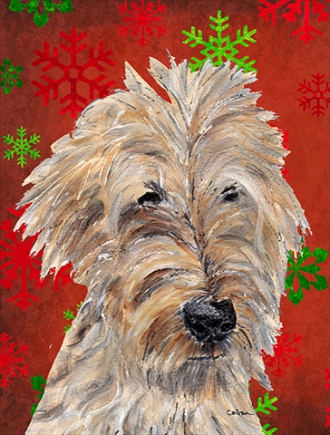 Goldendoodle Red Snowflake Christmas Flag Canvas House Size