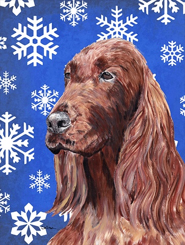Irish Setter Blue Snowflake Winter Flag Canvas House Size