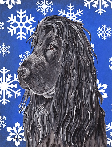 English Cocker Spaniel Blue Snowflake Winter Flag Garden Size