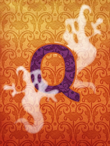 Halloween Ghost Letter Q Monogram Initial Flag Garden Size