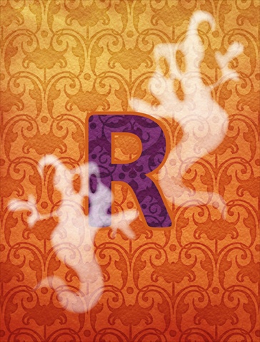 Halloween Ghost Letter R Monogram Initial Flag Garden Size