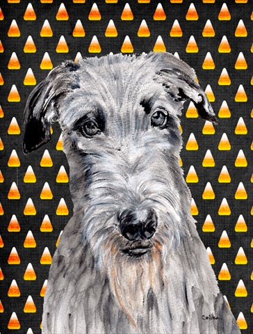 Scottish Deerhound Candy Corn Halloween Flag Garden Size