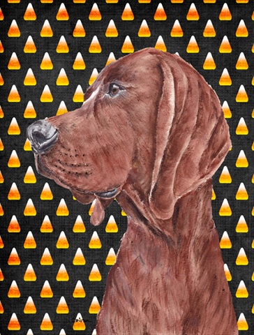 Redbone Coonhound Candy Corn Halloween Flag Garden Size
