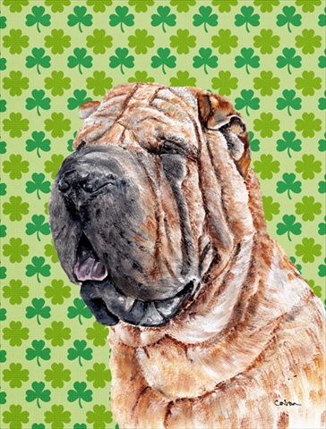 Shar Pei Lucky Shamrock St. Patricks Day Flag Garden Size