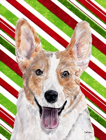 Cardigan Corgi Candy Cane Christmas Flag Garden Size
