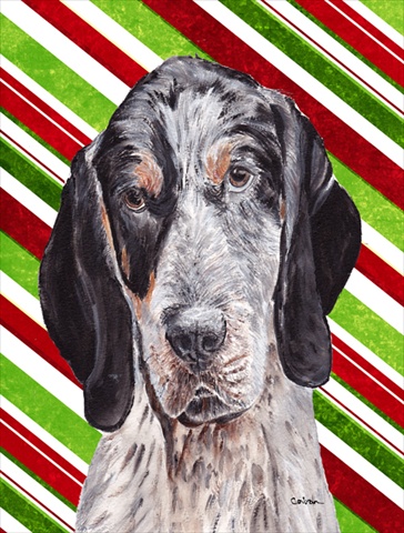 Blue Tick Coonhound Candy Cane Christmas Flag Garden Size