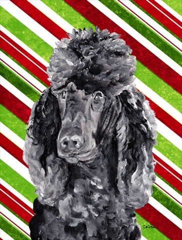 Black Standard Poodle Candy Cane Christmas Flag Garden Size