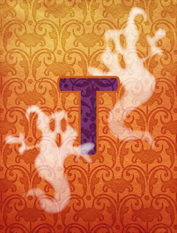 Halloween Ghost Letter T Monogram Initial Flag Garden Size