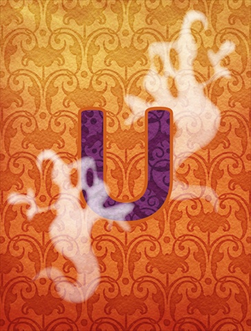 Halloween Ghost Letter U Monogram Initial Flag Garden Size