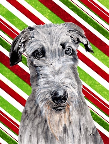 Scottish Deerhound Candy Cane Christmas Flag Garden Size