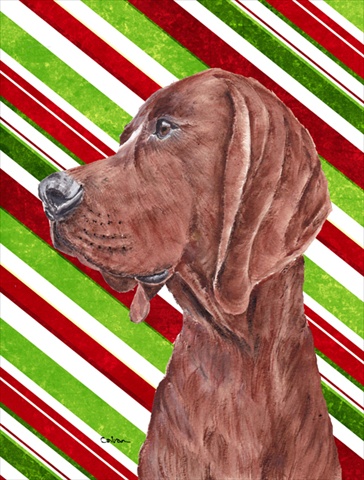 Redbone Coonhound Candy Cane Christmas Flag Garden Size