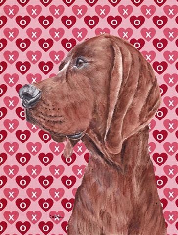 Redbone Coonhound Hearts and Love Flag Garden Size