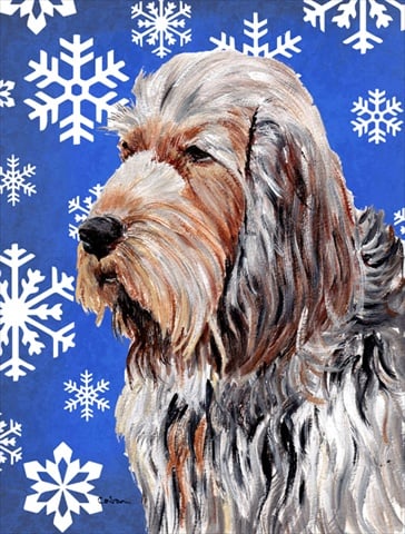 Otterhound Winter Snowflakes Flag Garden Size