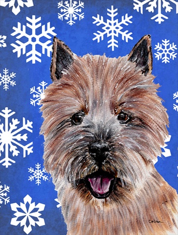 Norwich Terrier Winter Snowflakes Flag Garden Size