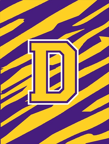 Monogram - Tiger Stripe - Purple Gold Initial D Monogram Initial Flag Garden Size