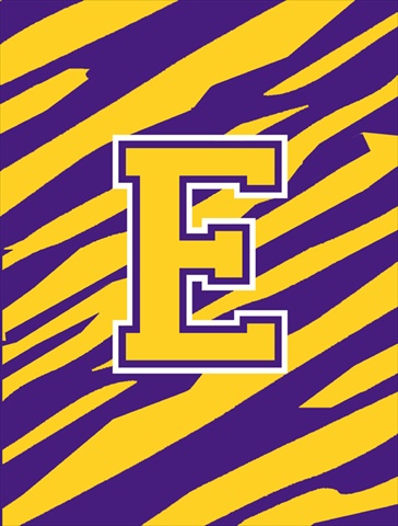 Monogram - Tiger Stripe - Purple Gold Initial E Monogram Initial Flag Garden Size
