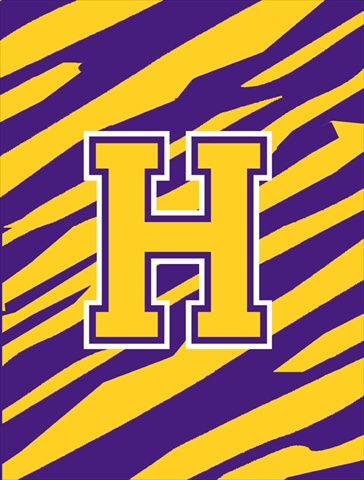 Monogram - Tiger Stripe - Purple Gold Initial H Monogram Initial Flag Garden Size