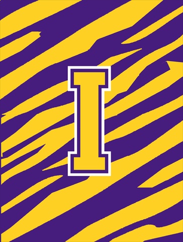 Monogram - Tiger Stripe - Purple Gold Initial I Monogram Initial Flag Garden Size