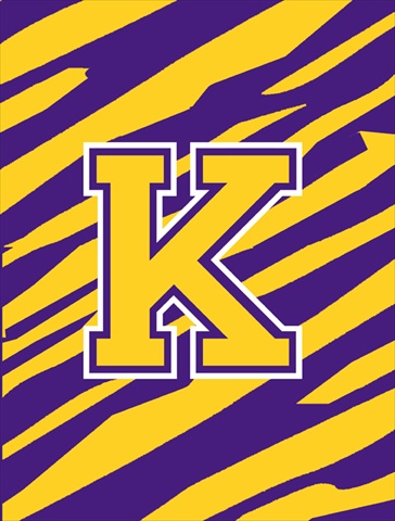 Monogram - Tiger Stripe - Purple Gold Initial K Monogram Initial Flag Garden Size