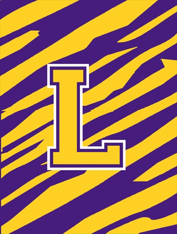 Monogram - Tiger Stripe - Purple Gold Initial L Monogram Initial Flag Garden Size