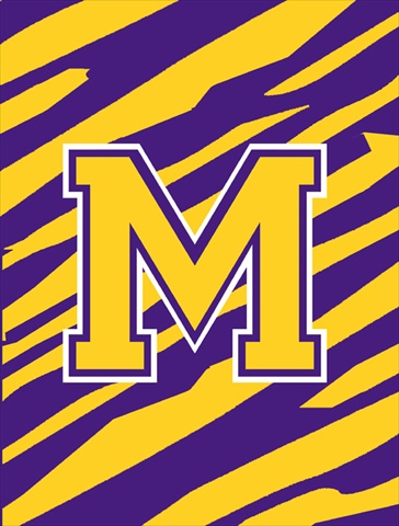 Monogram - Tiger Stripe - Purple Gold Initial M Monogram Initial Flag Garden Size