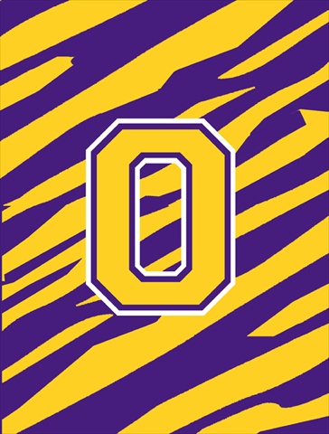 Monogram - Tiger Stripe - Purple Gold Initial O Monogram Initial Flag Garden Size