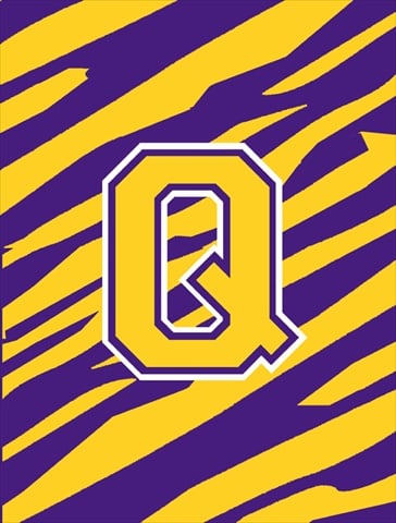 Monogram - Tiger Stripe - Purple Gold Initial Q Monogram Initial Flag Garden Size