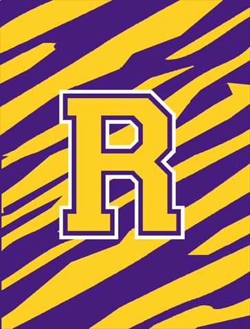 Monogram - Tiger Stripe - Purple Gold Initial R Monogram Initial Flag Garden Size