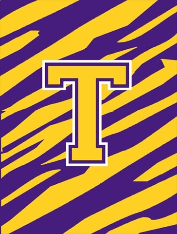 Monogram - Tiger Stripe - Purple Gold Initial T Monogram Initial Flag Garden Size