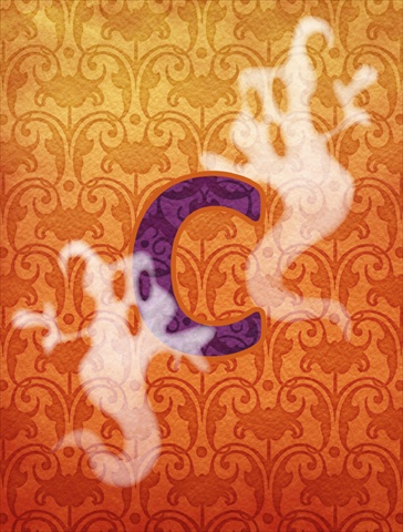 Halloween Ghost Letter C Monogram Initial Flag Garden Size