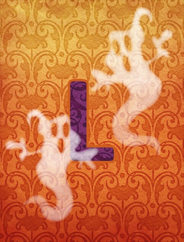 Halloween Ghost Letter L Monogram Initial Flag Garden Size