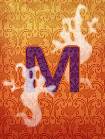 Halloween Ghost Letter M Monogram Initial Flag Garden Size