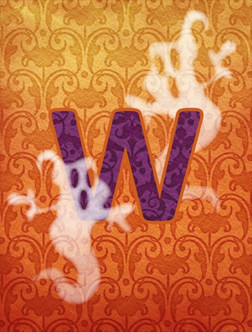 CJ1040-W-GF Halloween Ghost Letter W Monogram Initial Flag Garden Size
