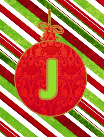 Christmas Oranment Holiday Letter J Monogram Initial Flag Garden Size