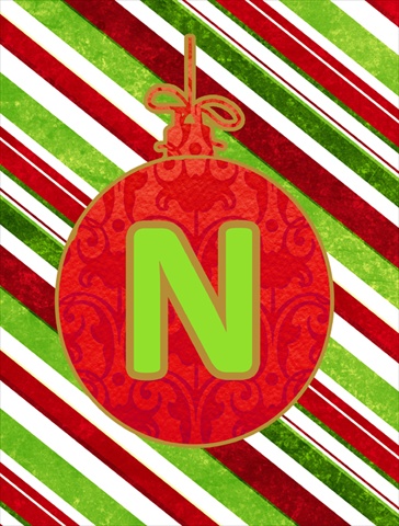 Christmas Oranment Holiday Letter N Monogram Initial Flag Garden Size