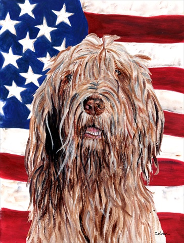 Otterhound with American Flag USA Flag Garden Size