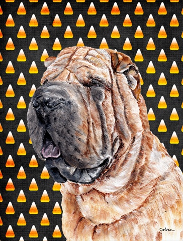 Shar Pei Candy Corn Halloween Flag Garden Size